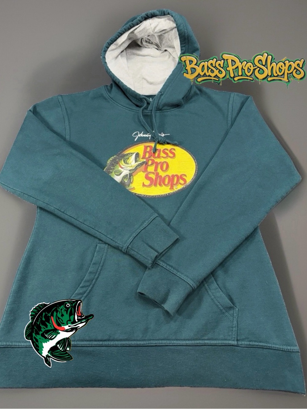 Bass pro shops pullover hoodie size small green Y2K